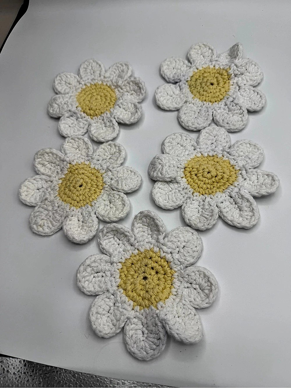 Handmade Crochet Daisy Flower Decor Set
